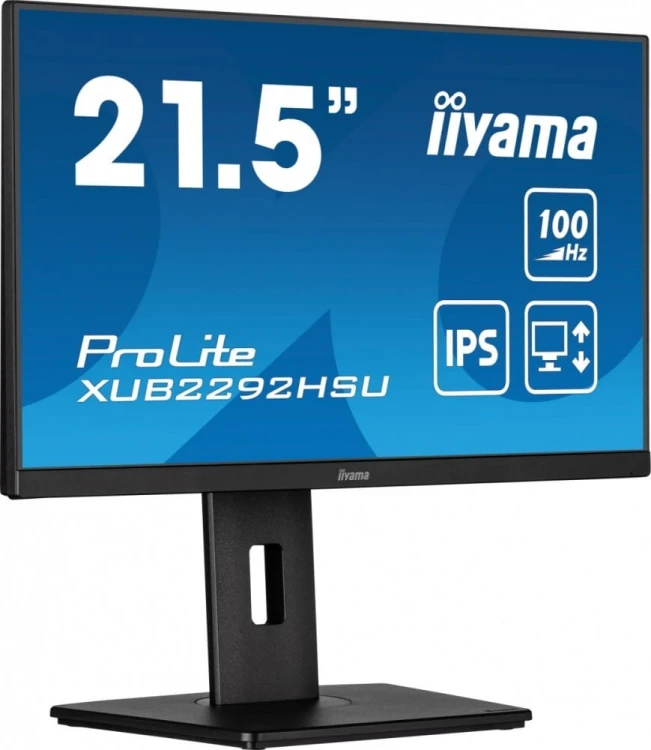 IIYAMA Monitor 21.5 cala XUB2292HSU-B6 IPS,100Hz,FreeSync,PIVOT,0.4ms,HDMI,  DP,4xUSB(3.2),2x2W,HAS(150mm)