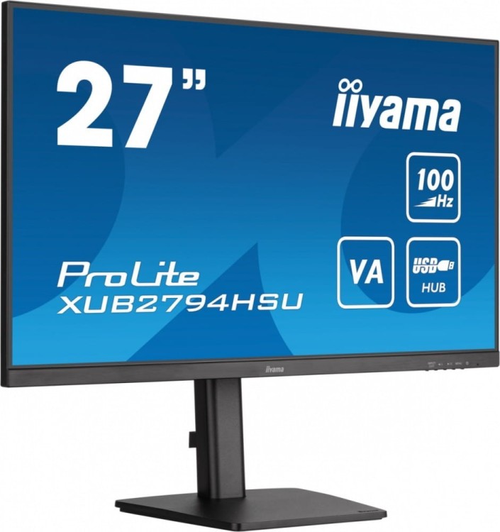 IIYAMA Monitor 27 cali ProLite XUB2794HSU-B6 VA,FHD,100HZ,4000:1,1MS,HDMI,DP,2xUSB,  FreeSync,2x2W,HAS(150mm),PIVOT