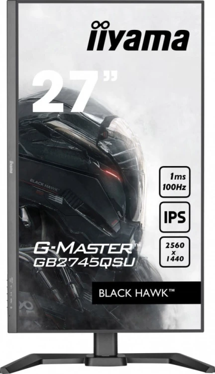 IIYAMA Monitor 27 cali G-Master GB2745QSU-B1 IPS,QHD,100Hz,1ms,2xUSB,2x2W,FreeSync,  HAS(150mm)