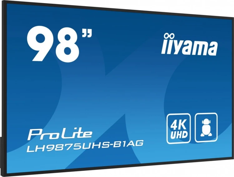 IIYAMA Monitor wielkoformatowy 97.5 cala ProLite LH9875UHS-B1AG 24/7,IPS,ANDROID.11,4K,OPS-PC-SLOT,  2x16W,DAISY.CHAIN,WiFi,500cd/m2
