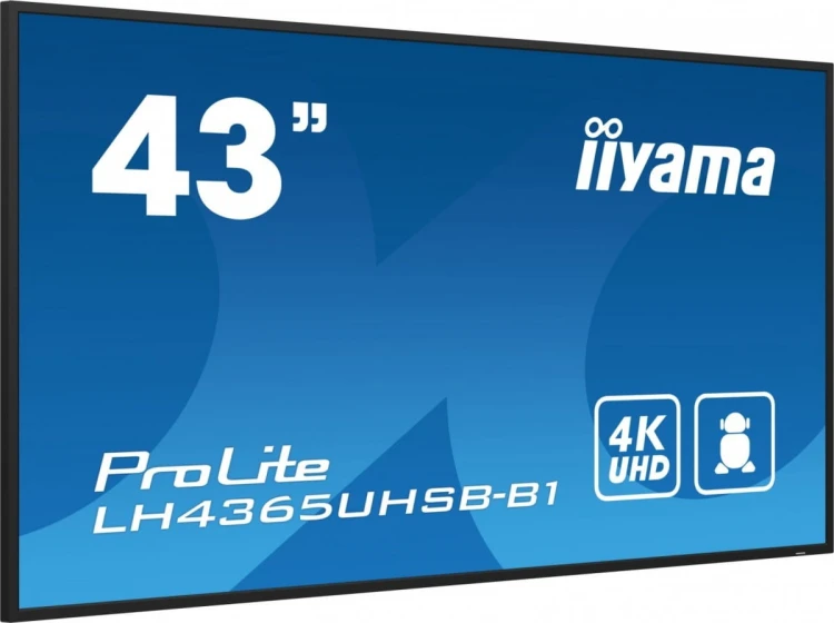 IIYAMA Monitor 43 cale LH4365UHSB-B1 24/7, IPS, ANDROID 11, 4K, 800cd, iiSignage2, SDM, 2x HDMI, DP, 2x USB,2x 10W, RJ45, WiFi, 4/32GB, PION/POZIOM, 4