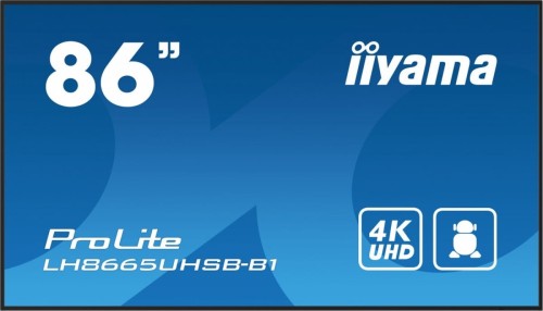 IIYAMA Monitor 86 cali LH8665UHSB-B1, 24/7, IPS, ANDROID 11, 4K, 800cd, iiSignage2, SDM, 2x HDMI, DP, 2x USB,2x 10W, RJ45, WiFi, 4/32GB, PION/POZIOM,