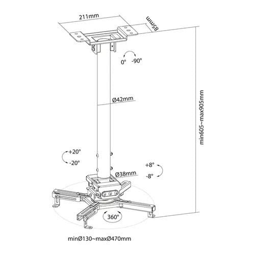 Neomounts Uchwyt sufitowy do projektora CL25-540BL1