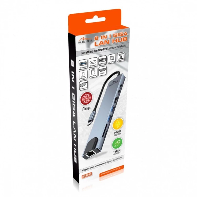 Media-Tech Stacja dokująca 8 IN 1 GIGA LAN HUB MT5046