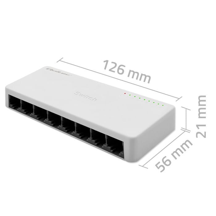 Qoltec SWITCH przełącznik sieciowy 8 x port RJ45 | 100Mbps | Fast       Ethernet | LAN