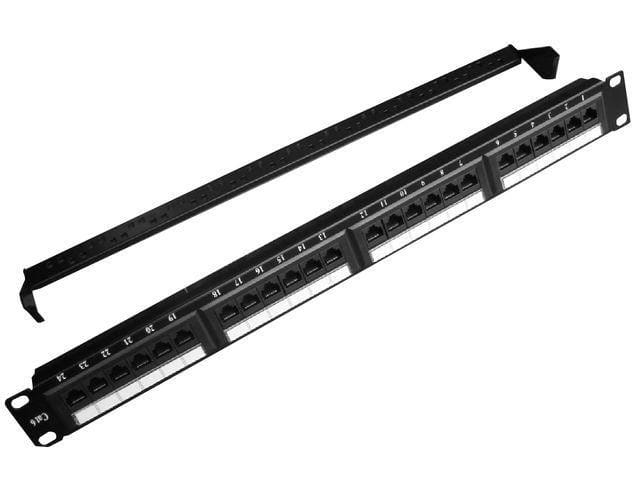 Gembird Patch Panel 24 Porty 1U 19'' Kat.6 z funkcją organizacji kabli   czarny