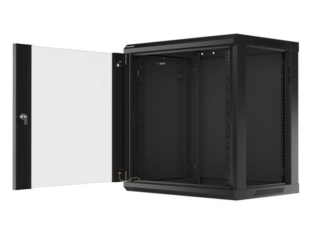 Lanberg Szafa instalacyjna wisząca 19 12U 600X450mm czarna (drzwi szklane)