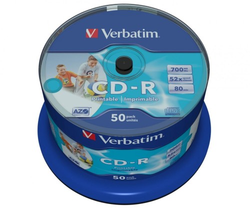 Verbatim CD-R 52x 700MB 50P CB Printable   43438