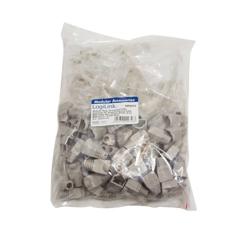 LogiLink Wtyki RJ45 CAT.6 100szt. UTP z osłoną, szare