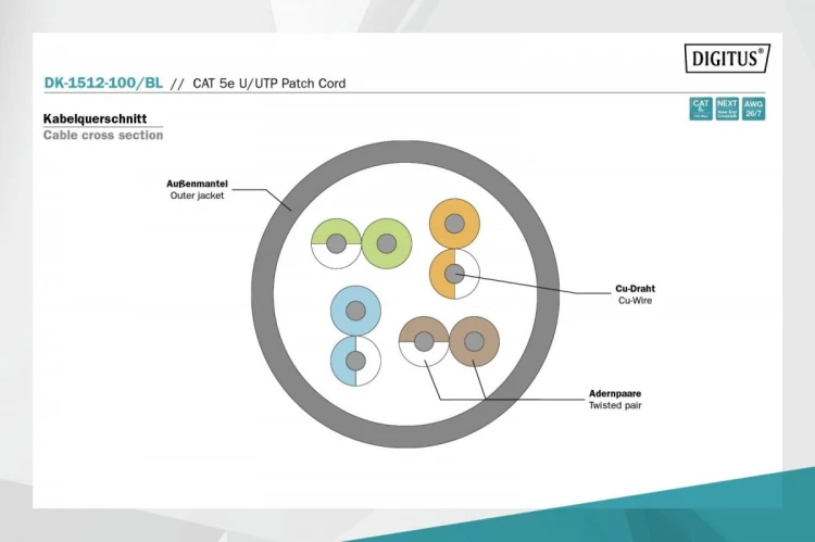 Digitus Patch cord U/UTP kat.5e PVC 10m Czarny
