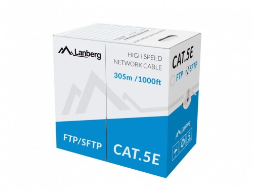 Lanberg Kabel SFTP kat.5e 305m drut CU LCS5-11CU-0305-S szary