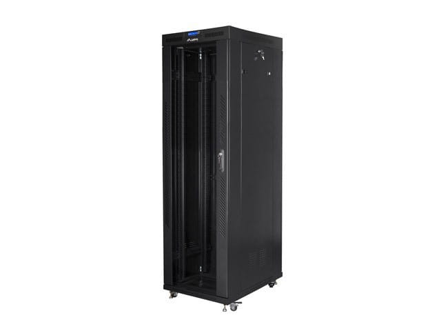 Lanberg Szafa instalacyjna rack stojąca 19 42U 800x800 czarna, drzwi szklane LCD (Flat pack)