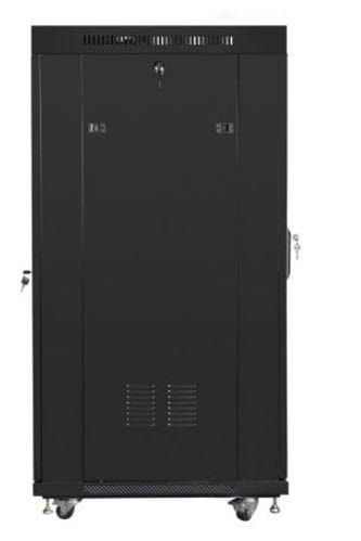 Lanberg Szafa instalacyjna rack stojąca 19 cali  27u 800x1000 czarna drzwi szklane LCD (flat pack)