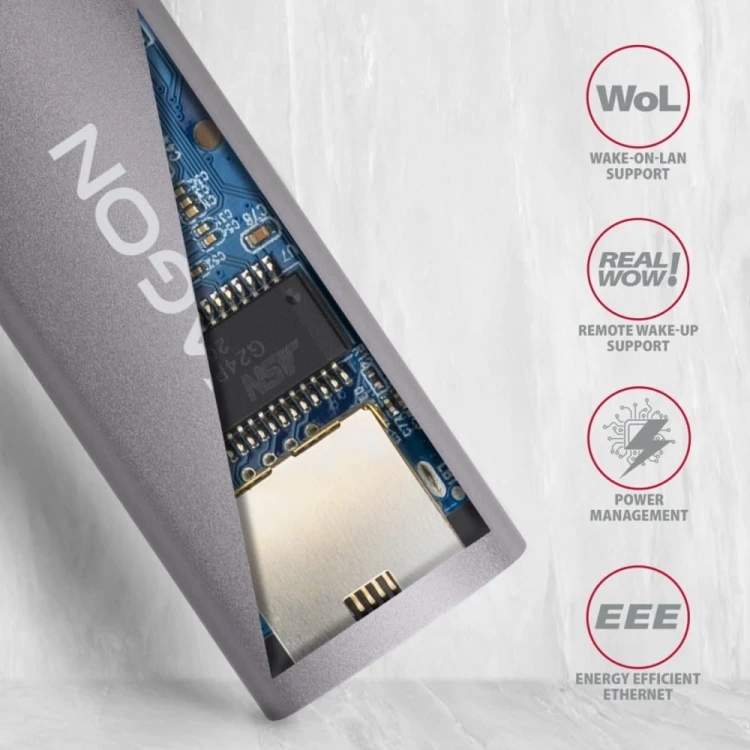 AXAGON ADE-TR Karta sieciowa Gigabit Ethernet adapter, USB-A 3.2 Gen 1, instalacja automatyczna, metalowy, tytanowa szarość