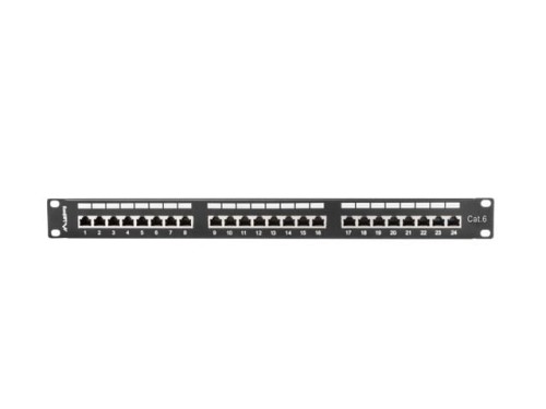 Lanberg Patch Panel 24 Port 1U Kat.6 czarny ekranowany