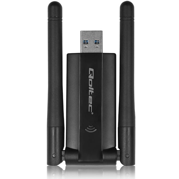 Qoltec Szybki bezprzewodowy adapter USB DUAL Wi-Fi 2 x 2dBi | Standard  AC | USB 3.0 | 1200Mbps