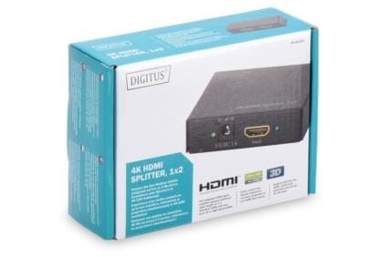 Digitus Rozdzielacz/Splitter HDMI 2-portowy, 4K 30Hz UHD 3D, HDCP 1.3, audio