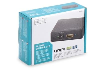 Digitus Rozdzielacz/Splitter HDMI 2-portowy, 4K 30Hz UHD 3D, HDCP 1.3, audio