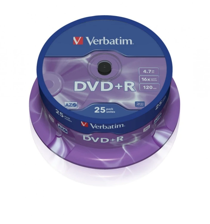 Verbatim DVD+R 16x 4.7GB 25P CB           43500