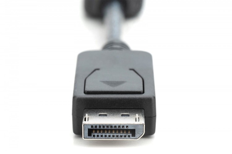 Digitus Kabel adapter Displayport z zatrzaskiem 1080p 60Hz FHD Typ DP/HDMI A M/Ż czarny 0,15m