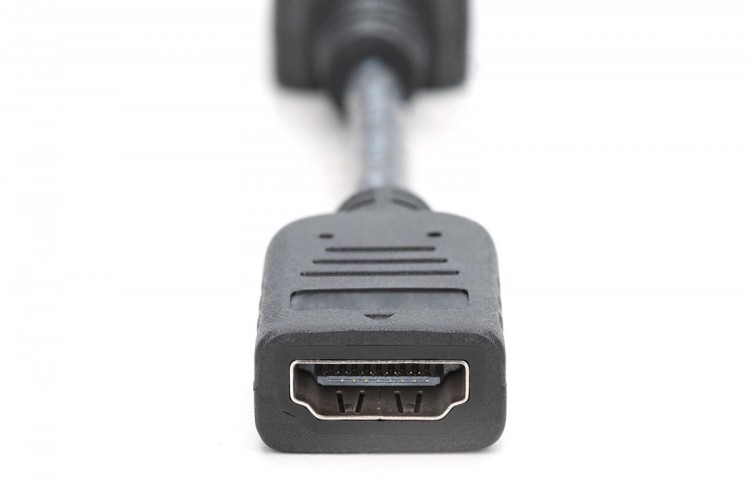 Digitus Kabel adapter Displayport z zatrzaskiem 1080p 60Hz FHD Typ DP/HDMI A M/Ż czarny 0,15m