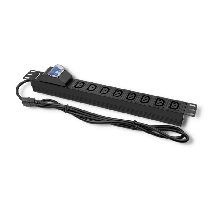 Qoltec Listwa zasilająca do Rack 19cali | circuit breaker | 1U | 10A | PDU | 8xIEC C13 | 2m