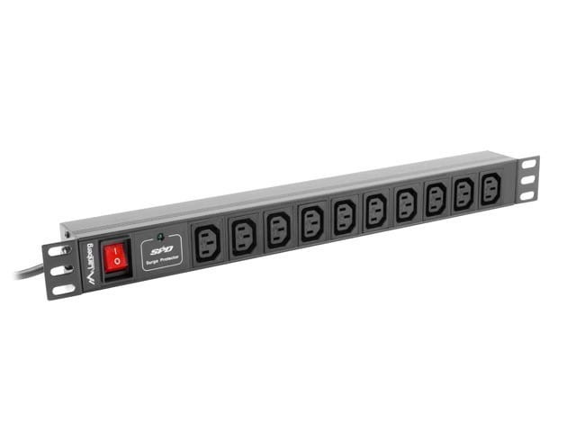 Lanberg Listwa zasilająca Rack PDU 19 cali  1U 10A 10X IEC C13 2m C14 czarna