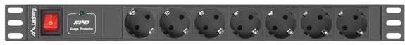 Lanberg Listwa zasilajaca Rack PDU 19"  1U 16A 7X SCHUKO 2m czarna