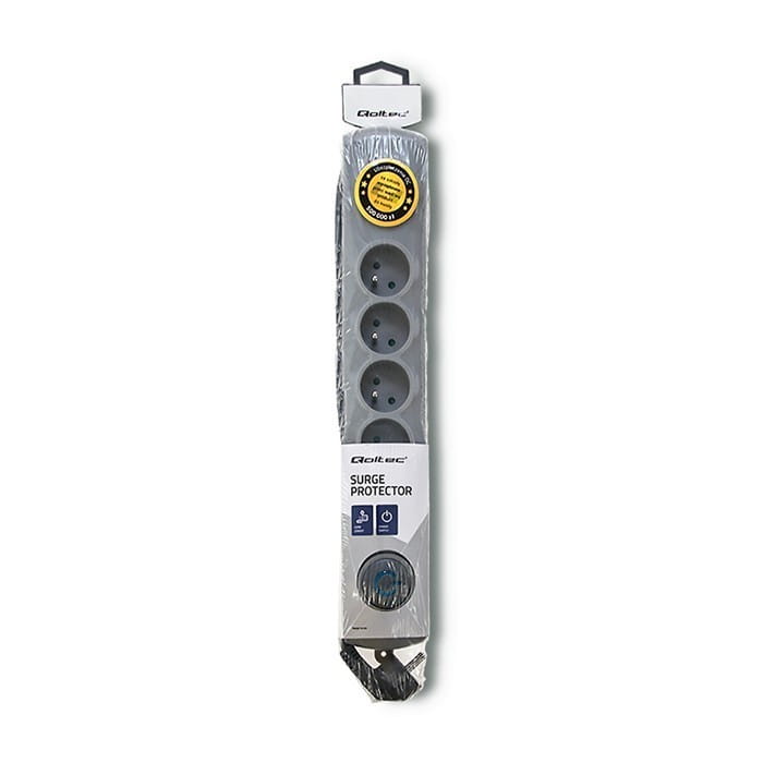 Qoltec Listwa antyprzepięciowa Quick Switch, 6 gniazd, 1,8m, szara