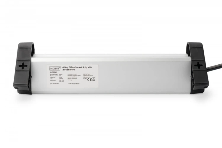 Digitus Listwa zasilająca biurowa 45° 4 gniazdowa, 2x USB (5V/2A) z możliwością obrotu o 290° aluminiowa HQ