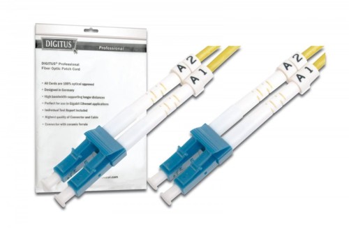 Digitus Patchcord FO Singlemode 09/125 OS2 LC-LC duplex 2m Żółty