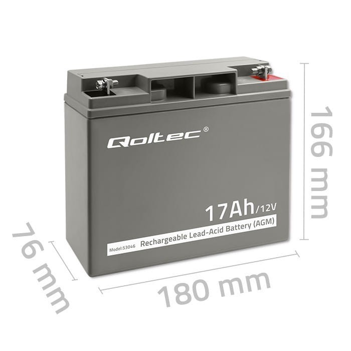 Qoltec Akumulator AGM 12V | 17Ah | max. 255A