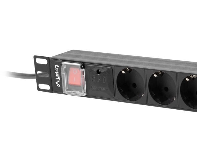 Lanberg Listwa zasilająca Rack PDU 19 1U 16A 8X schuko 2M czarna