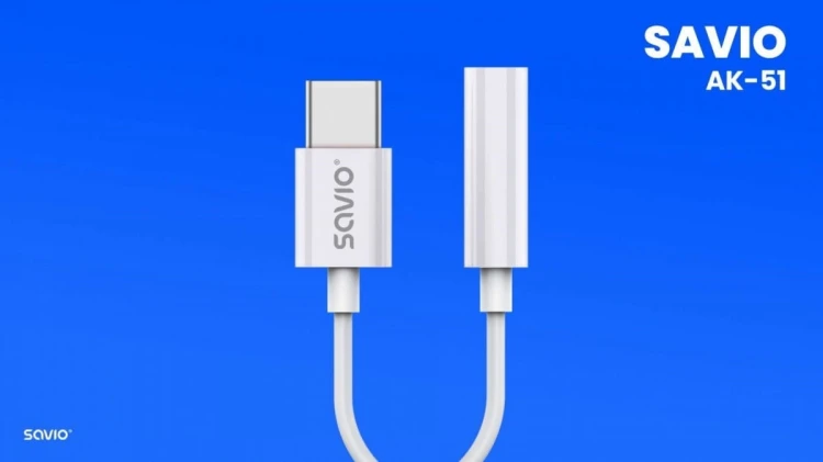 Savio Adapter USB-C - Mini Jack 3,5mm, Xiaomi, Huawei, Oppo,  AK-51