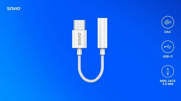 Savio Adapter USB-C - Mini Jack 3,5 mm, Samsung, AK-52