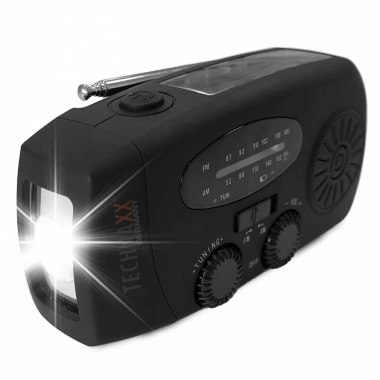 Technaxx Deutschland GmbH &amp; Co. KG Radio słoneczne AM/FM z ręczną korbką i latarką LED