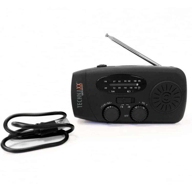 Technaxx Deutschland GmbH &amp; Co. KG Radio słoneczne AM/FM z ręczną korbką i latarką LED