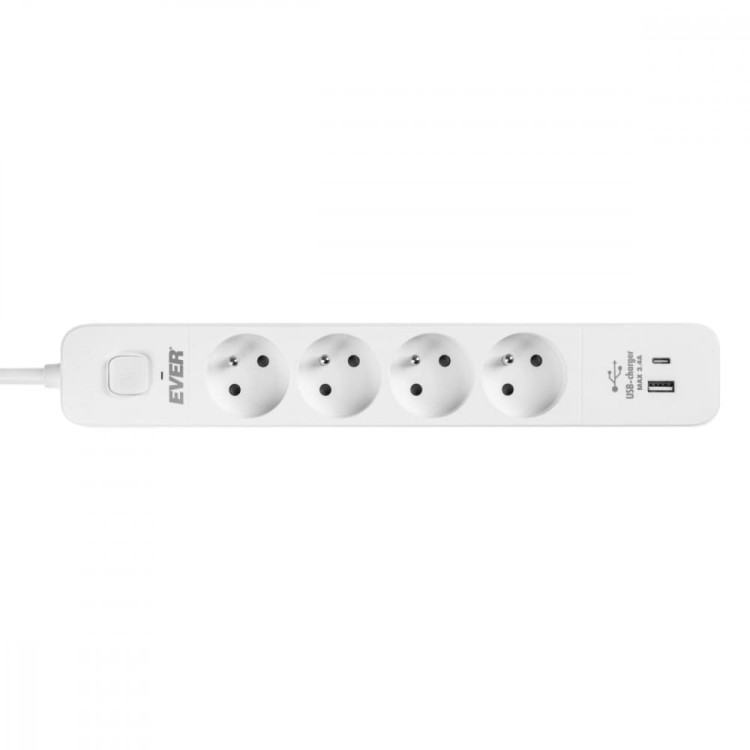 EVER Listwa antyprzepięciowa PROTECT 4PL 1A1C USB T/LZ12-PRO015/1000