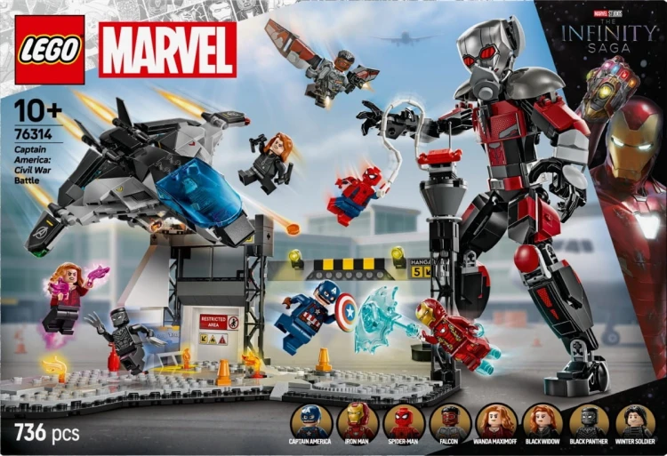 LEGO Klocki Super Heroes 76314 Kapitan Ameryka: Wojna bohaterów - bitwa