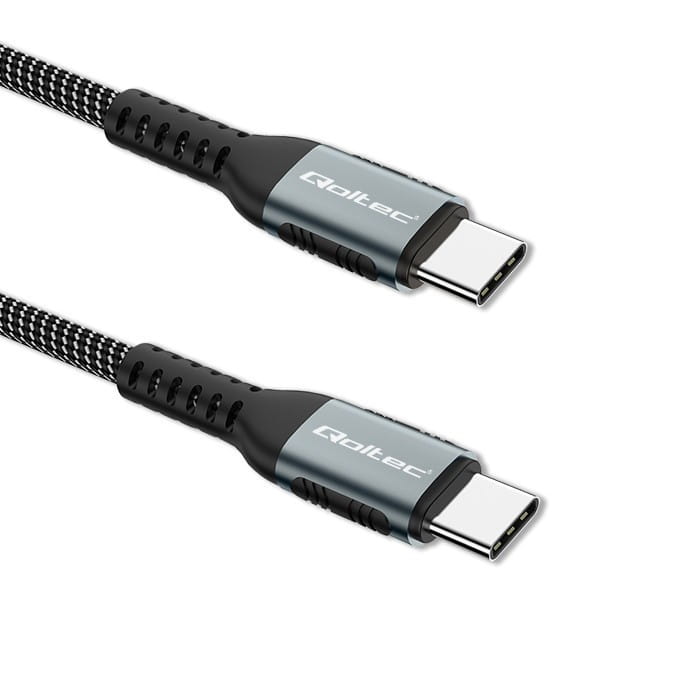 Qoltec Kabel USB 2.0 typ C | USB 2.0 typ C 100W | QC 3.0 | PD | 1m |    Czarny