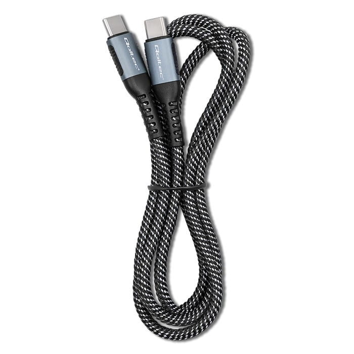 Qoltec Kabel USB 2.0 typ C | USB 2.0 typ C 100W | QC 3.0 | PD | 1m |    Czarny