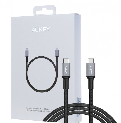 AUKEY CB-CD6 nylonowy kabel Quick Charge USB C - USB C | 2m | 3A | 60W PD | 20V