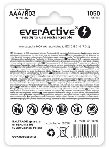 everActive Akumulatory paluszki R03/AAA 1000 mAH blister 4 szt.