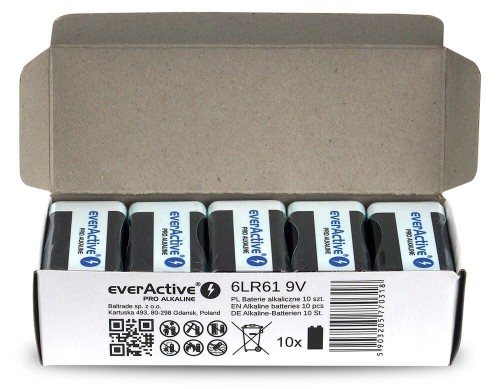 everActive Bateria alkaliczna R9/6LR61 9V PRO ALKALINE, Opakowanie 10 szt.