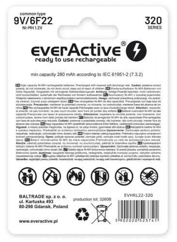 everActive Akumulator 6F22/9V Ni-MH 320 mAh 1 szt. ready to use
