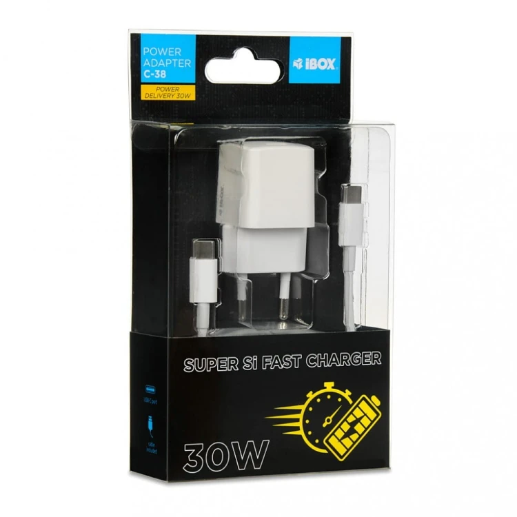 iBOX Ładowarka sieciowa ILUC65 GaN 65W USB-C biała