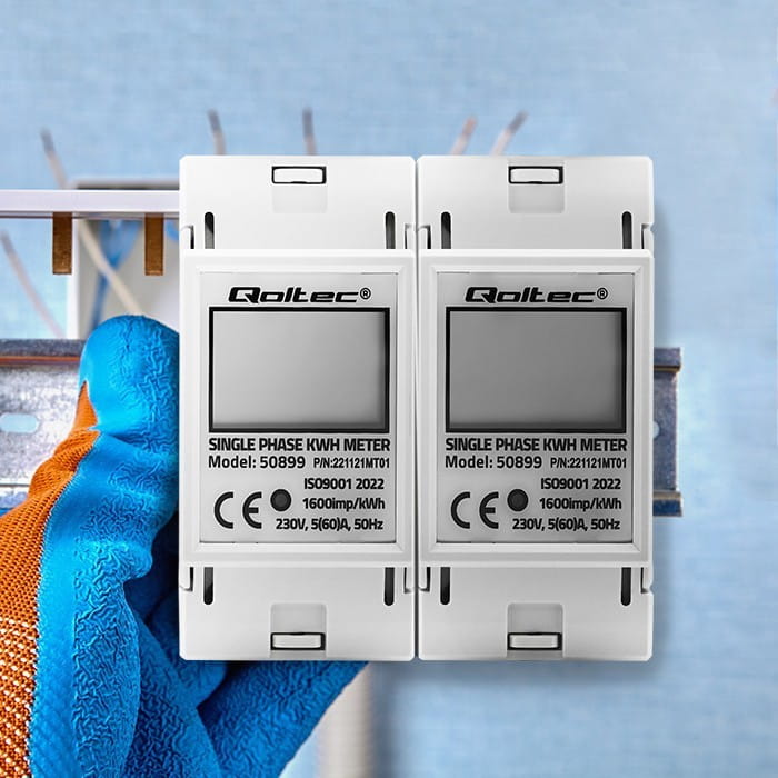 Qoltec Jednofazowy elektroniczny licznik | miernik zużycia energii na   szynę DIN | 230V | LCD | 2P