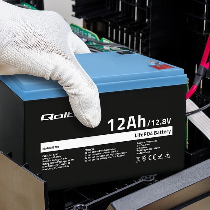 Qoltec Akumulator LiFePO4 Litowo-Żelazowo-Fosforanowy | 12.8V | 12Ah |  153.6Wh | BMS