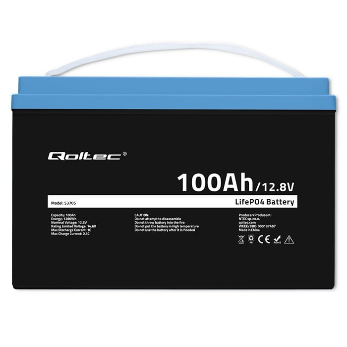 Qoltec Akumulator LiFePO4 Litowo-Żelazowo-Fosforanowy | 12.8V " 100Ah | 1280Wh | BMS