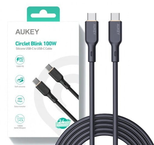 AUKEY CB-SCC101 silikonowy kabel USB C - USB C | 1m | 5A | 100W PD | 20V